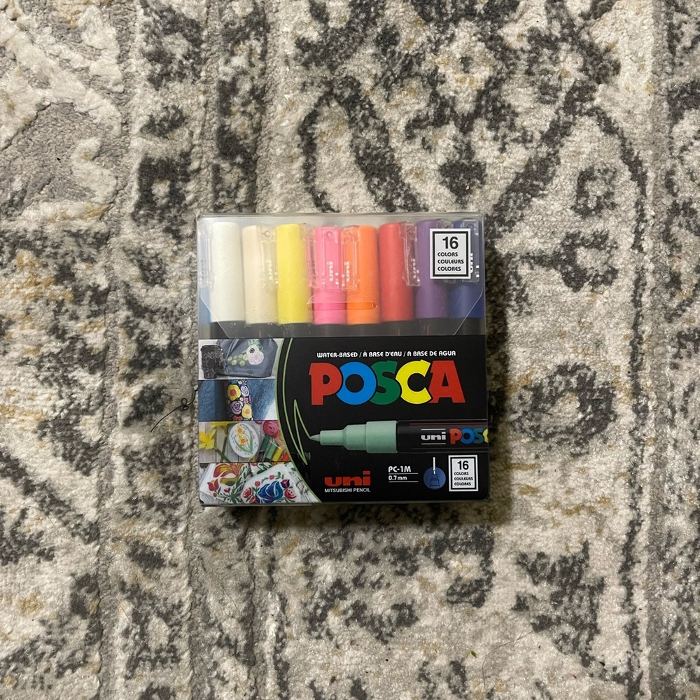 Posca: Water-Based Paint Marker Set — 16 Assorted Colors PC-1M (0.7mm)